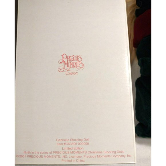 Vintage Precious Moments Gabrielle Christmas Stocking Doll 2001 Box Tags 15" - Picture 8 of 10